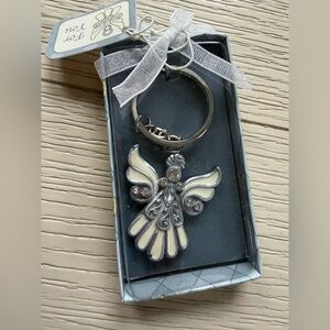 Angel Keychain Charm with Ivory Enamel Wings